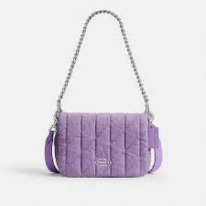 Pretty Coach Lavender Purple Quilted Quinn Chain Shoulder / Crossbody Denim Jean